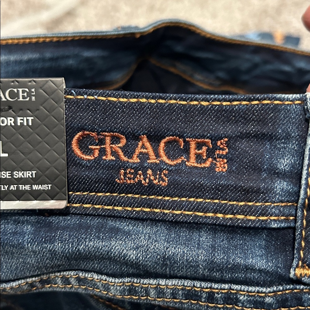 Grace Dark Blue Embellished Denim Skirt L - Picture 6 of 6